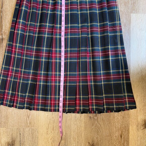 Womens Vintage Plaid Pleated Midi Skirt Dark Academia Old Money University - Picture 3 of 12